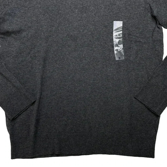 Alfani Solid Table Cotton Blend Dark Grey V-Neck Classic Fit Mens Sweater - Picture 5 of 10